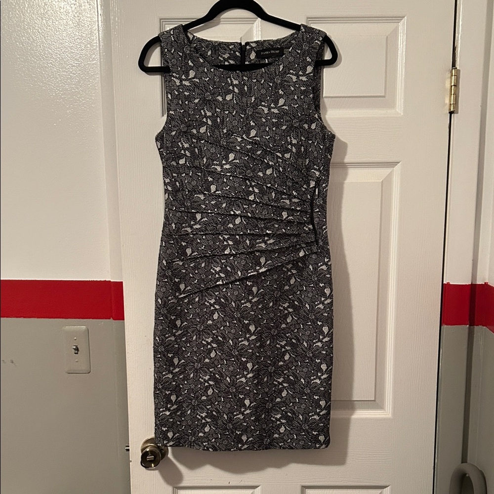 Ivanka Trump Gray and White Patterned Mini Dress